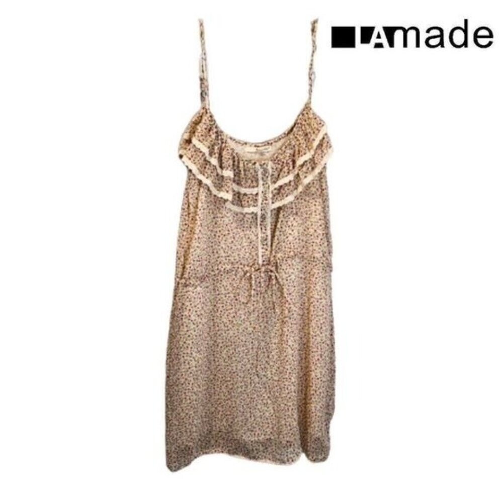 LAMade Spaghetti Strap Ruffle Tie Waist Floral Summer Mini Dress